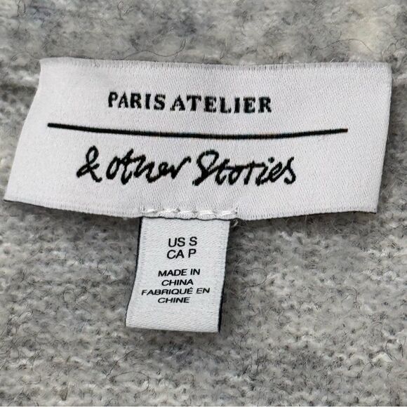 & Other Stories Gray V-Neck Dolphin Button Wool Blend Knit Cardigan. Small. NWOT - Picture 7 of 13